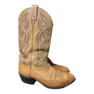 Vintage Tony Lama Ostrich Cowboy Boot Men size 9.5 EE